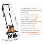 Amocart 12 Amp Electric Tiller 18" Tilling Width 3.94" Tilling Depth Corded Electric Tiller/Cultivator Steel Mn Tines Rototille