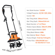 Load image into Gallery viewer, SucceBuy 12 Amp Electric Tiller 18" Tilling Width 3.94" Tilling Depth Corded Electric Tiller/Cultivator Steel Mn Tines Rototille
