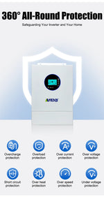 ANENJI Split Phase 12KW 48V Hybrid Solar Inverter Parallel 4.2KW 24V Inverter Pure Sine 120V 220V On Grid MPPT 200A Solar Charger PV 500V
