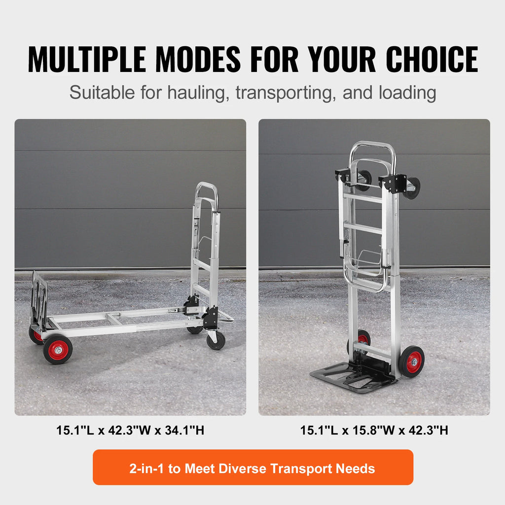 SucceBuy Folding Hand Truck Aluminum Heavy Duty Industrial Collapsible Dolly Cart for Transport Moving in Warehouse Supermarket