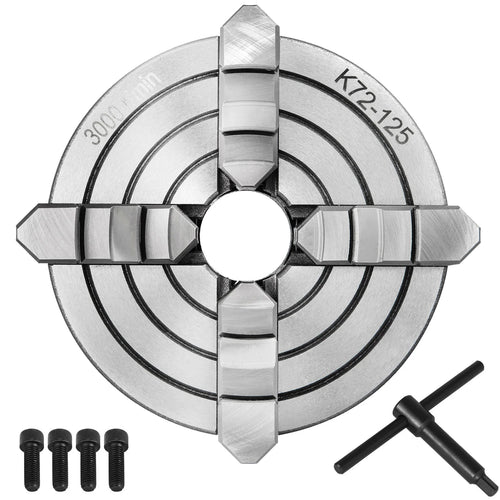 SucceBuy K72-125 Lathe Chuck 5 Inch 4-Jaw Independent Reversible Jaw Metal Lathe Chuck Turning Machine Accessories, Lathes Use