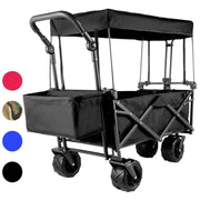 Load image into Gallery viewer, Amocart Folding Wagon Cart Adjustable Handle Bar Removable Canopy Oxford Cloth Collapsible Shopping Outdoor Camping Beach Cart
