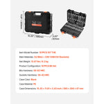 Amocart Bit Socket Set 107-Piece SAE and Metric Hex/Torx/External Torx/Tamper-Proof/Extra Long S2 Alloy Steel and Cr-V Steel
