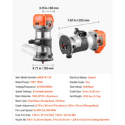 Load image into Gallery viewer, Amocart Wood Router 1HP 710W Variable Speed Palm Router Tool with Soft Start Fixed Base &amp;1/4-Inch Collet for Woodworking Corded
