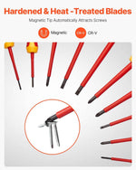 Amocart Insulated Screwdriver Set Professional Electrical Screwdriver Set 1000V Insulated Electrician Tool Set Magnetic Phillip