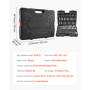 Load image into Gallery viewer, SucceBuy Socket Set 3/8 &amp; 1/4 &amp; 1/2 in Drive Socket Tool Set SAE and Metric Chrome Plated CR-V Alloy Steel for Automotive Repair - AMOCART
