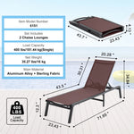 Amocart Chaise Lounge Chair Outdoor Aluminum Patio LoungeFolding Pool Lounge Recliner Full Flat for Patio Beach Pool Dark Grey