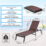 Bild in Galerie-Viewer laden, SucceBuy Chaise Lounge Chair Outdoor Aluminum Patio LoungeFolding Pool Lounge Recliner Full Flat for Patio Beach Pool Dark Grey
