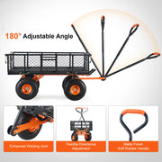 Load image into Gallery viewer, SucceBuy Garden Cart Sturdy Metal Utility Wagon with Simple Assembly Versatile Dump Cart Wheelbarrow with 400/880lbs Capacity
