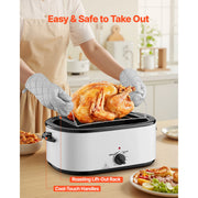 Load image into Gallery viewer, SucceBuy 26QT Roaster Oven Electric Roasting Pan 150-450℉ Adjustable Temperature FastCooking Turkey Roaster w/ Cool-Touch Handle - AMOCART
