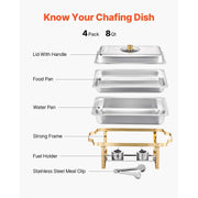 Bild in Galerie-Viewer laden, SucceBuy 8 Qt 2 4 Pack Chafing Dish Buffet Set Stainless Steel Chafer with 4 Full Size Pans Rectangle Catering Warmer Server
