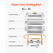 Bild in Galerie-Viewer laden, SucceBuy 8 Qt 2 4 Pack Chafing Dish Buffet Set Stainless Steel Chafer with 4 Full Size Pans Rectangle Catering Warmer Server
