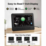 Amocart 7-in-1 Wi-Fi Weather Station 7-In TFT Display Solar Powered Outdoor Sensor, Rain Gauge, Indoor Outdoor Weather Forecast