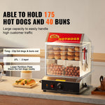 SucceBuy 27/37L 2Tiers Hot Dog Steamer with Temperature Control Stainless Steel Electric Bun Warmer for Hot Dogs&Buns for Cinema