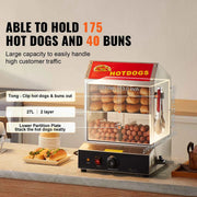 Load image into Gallery viewer, SucceBuy 27/37L 2Tiers Hot Dog Steamer with Temperature Control Stainless Steel Electric Bun Warmer for Hot Dogs&amp;Buns for Cinema
