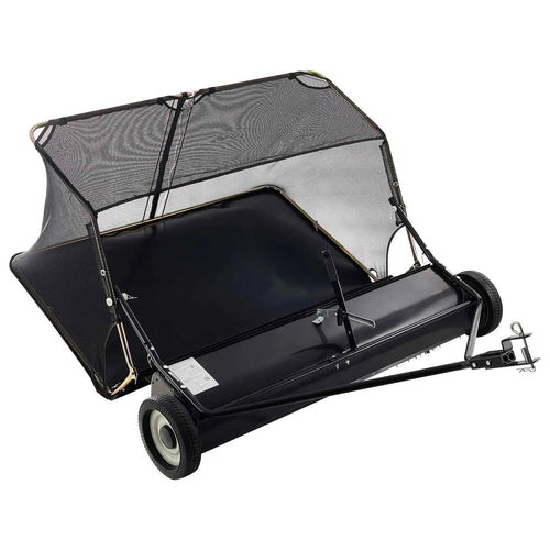 Amocart 52 in Tow Behind Lawn Sweeper 26 cu.ft. Yard Sweeper Adjustable Sweeping Height with Dumping Rope for Grass Clippings
