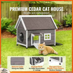 Amocart Outdoor Cat House 22x30x26 Weatherproof Feral Cat Shelter Wooden Cat Kennel for Multiple Cats with Side Door Pet Hut