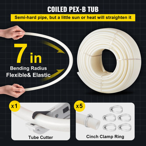 1 Inch 500FT PEX Water Line, SucceBuy White PEX-B Pipe for Plumbing Projects