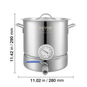 Load image into Gallery viewer, Amocart Stainless Steel Kettle 5 GALLON Brewing Pot Tri Ply Bottom for Beer Brew Kettle Pot Home Brewing Supplies Includes Lid
