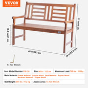 Charger l'image dans la visionneuse de galerie, Outdoor Bench Wooden Metal Garden Bench for Outdoors 480 lbs Load Capacity Bench Outdoor Garden Park Bench
