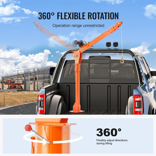 for Factory Lifting Goods SucceBuy 1100lbs Electric Pickup Truck Crane W/ 3500lbs Electric Winch Bed Jib Crane Hoist 360° Swivel