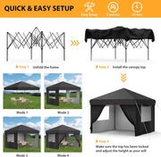 Load image into Gallery viewer, Pop Up Canopy with 4 Sidewalls, Beach Tent with One Push Setup, Outdoor Instant Tent with Wheeled Carry Bag, Portable Gazebo Shelter for Patio Deck Garden and Beach, 10x10 FT Canopy Cover
