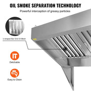 Load image into Gallery viewer, SucceBuy 4/5/6/7/8/9FT Commercial Exhaust 201 Stainless Steel Concession Hood Under Cabinet Range Hood Kitchen Vent Hood Sliver

