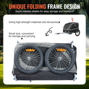 Load image into Gallery viewer, Amocart 88 lbs Dog Bike Trailer Pet Cart Bicycle Carrier with Wheels Coupler Reflectors Flag Collapsible to Store for Dogs
