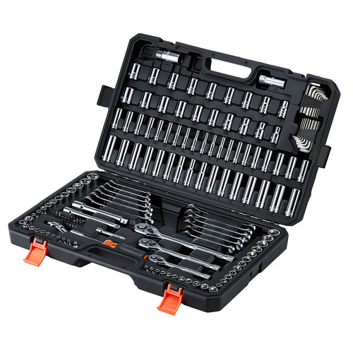 SucceBuy Mechanics Tool Set SAE and Metric Socket Set Wrenches Screwdriver Bits Accessories and Storage Case for Cars Repair