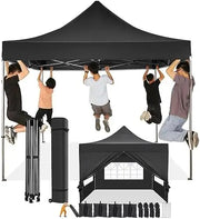Load image into Gallery viewer, 10x10 Pop Up Canopy Tent with 4 Sidewalls,Heavy Duty Canopy,Black | Popup Gazebo,High Stability,All Season
