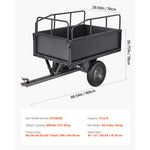 SucceBuy Garden Utility Trailer 17Cu.Ft&600lbs Capacity ATV UTV Trailer Tow Behind Steel Dump Cart with 16" Tires for Lawn Mower