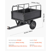 Load image into Gallery viewer, Amocart Garden Utility Trailer 17Cu.Ft&amp;600lbs Capacity ATV UTV Hauling Trailer Tow Behind Steel Dump Cart forLawn Mower Tractor
