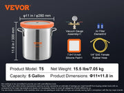 Load image into Gallery viewer, SucceBuy 3/5 Gal Upgraded Tempered Glass Lid Vacuum Degassing Chamber 304 Stainless Steel for Stabilizing Wood, Resin Degassing

