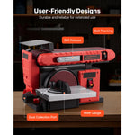 Amocart 6" Disc Sander & 4"x36" Belt Sander 400W Combo with 0 - 45° Adjustable Worktable & Dust Collection Port for Woodworking