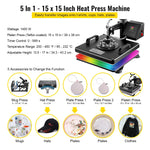Amocart 5 6 8 in 1 Heat Press Machine T shirt Heat Transfer Printer Muntifunctional Sublimation For Mug/Latte Mug/Plate/Bottle