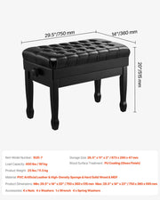 Load image into Gallery viewer, SucceBuy Piano Use Chair, Piano Bench with High-Density Padded Cushion &amp; Storage Compartment Wooden Piano Bookcase Stool Seat

