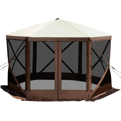Pop-up Camping Gazebo Camping Canopy Shelter 6 Sided 12' x 12' / 10' x 10' Sun Shade Tents & Canopies Camping & Hiking