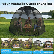 Load image into Gallery viewer, Pop Up Screen House Tent 10x10 FT, Snap-fit Black Mesh Screen Gazebo with Peaked Roof, Portable Screen Room Canopy Shelter with Sandbags for Camping, Backyard, Picnic
