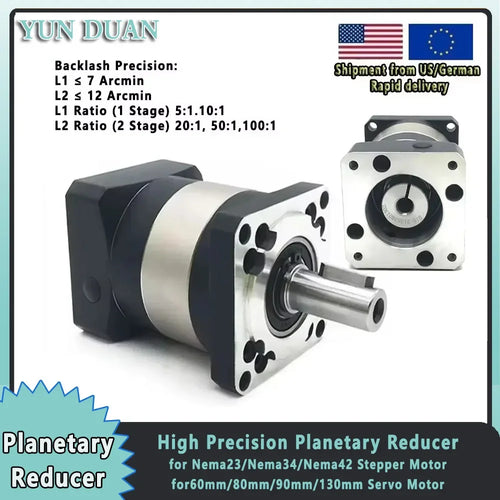Nema23 Nema34 Nema 42 Planetary Reducer Ratio 5:1 10:1 for 60 80 90 130mm Servo Motor 57mm 86mm Motor High Precision Gearbox