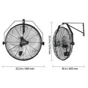Load image into Gallery viewer, Amocart Wall Mount Fan 18/20 in Wall Mounted Hanging Fan with IP44-rated Protection 3-Speed Long Airflow Distance for Industry

