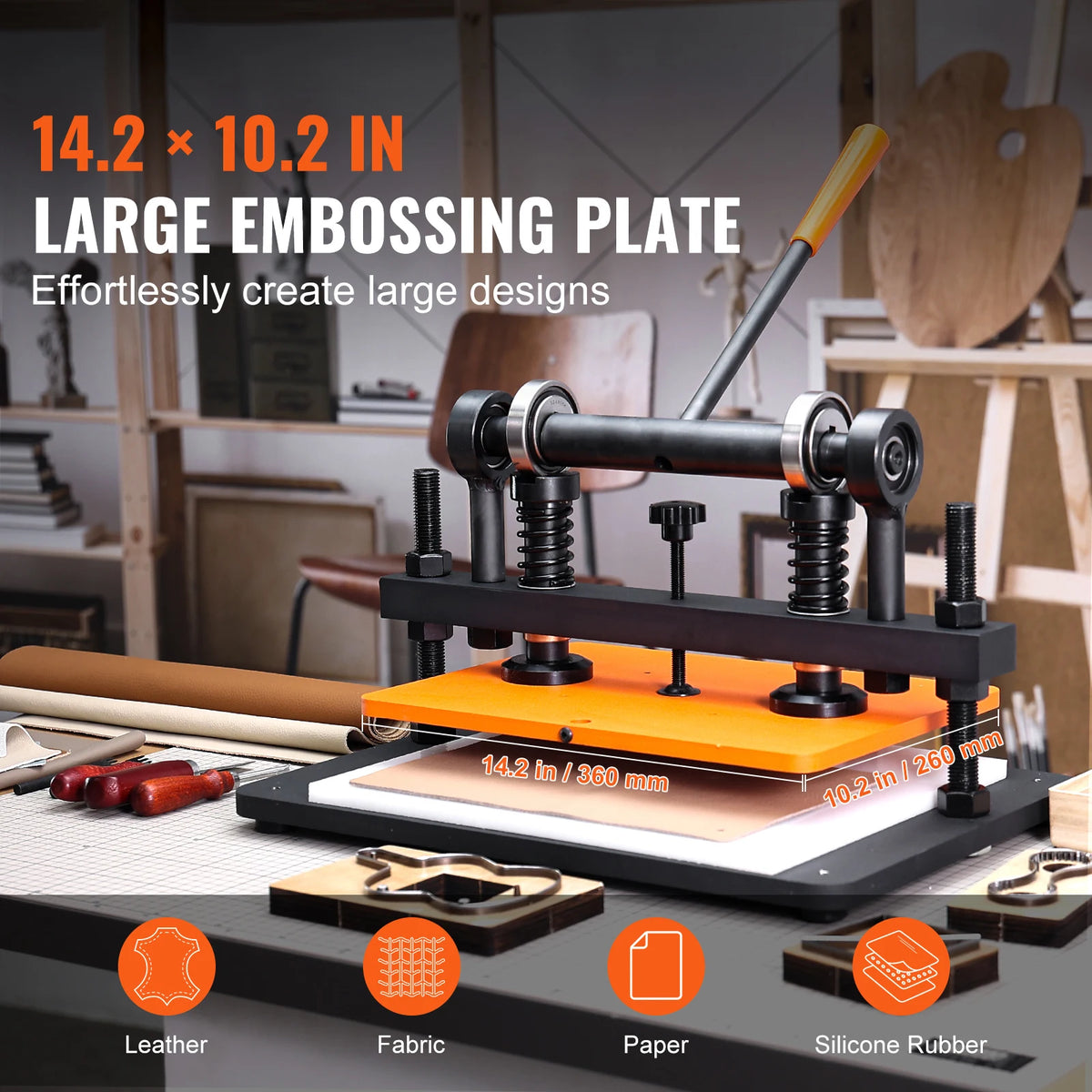 SucceBuy Leather Cutting Machine Embossing Plate Manual Die Cutter 0.47 in Pressure Stroke Leather Embossing Machine Amocart