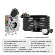 Charger l'image dans la visionneuse de galerie, Amocart 50Amp Generator Cord &amp; Power Inlet Box Kit NEMA 14-50P/SS2-50R STW 6/3+8/1 AWG Power Cord with Lock Connector for RV
