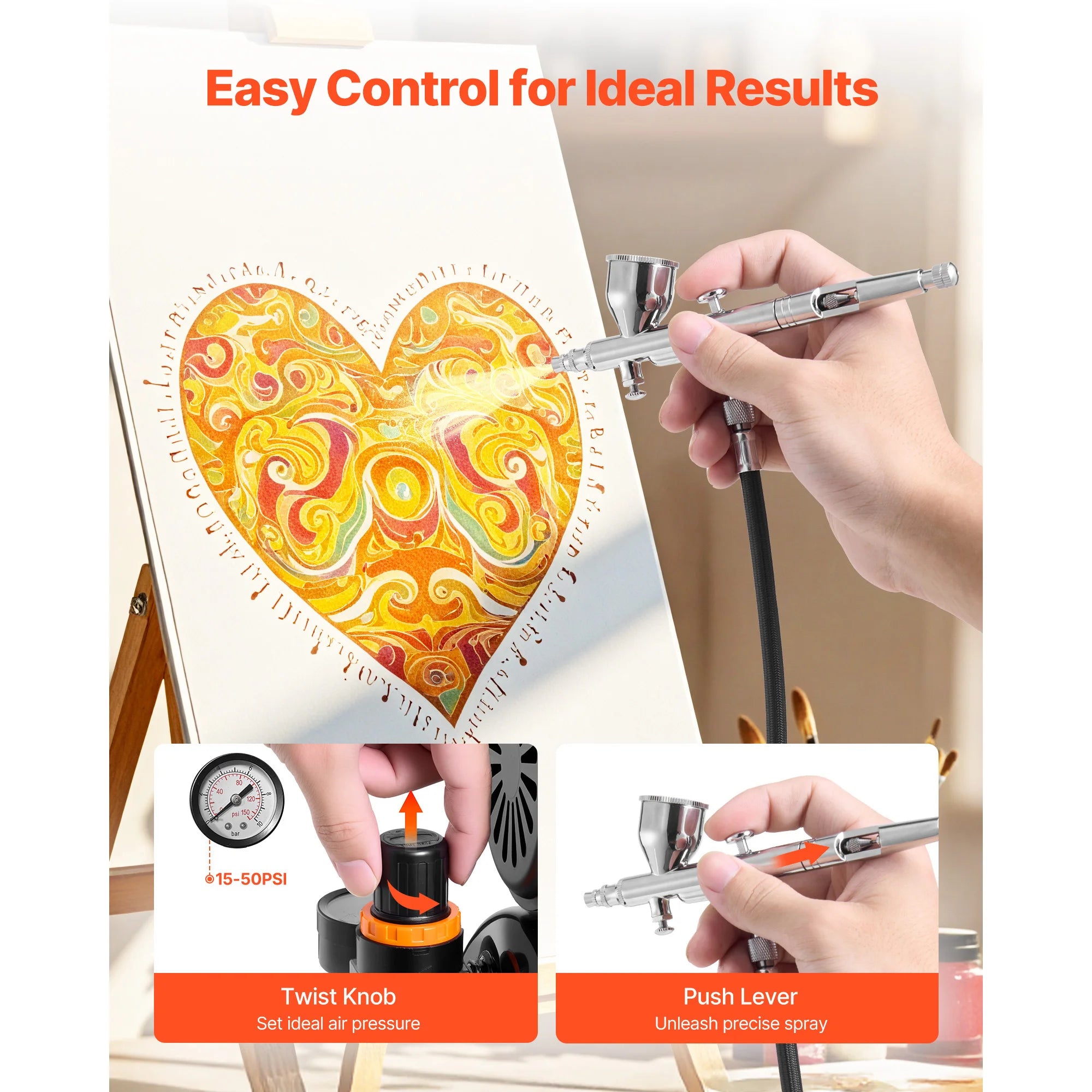 SucceBuy Airbrush Kit Air Brush Kit with Air Compressor and Tank 1 Dual-Action Airbrush with 1 Tip for Cake Decorating Nail Art
