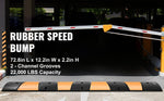Amocart Rubber Speed Bump 2 Channel Speed Bump Hump 72.8x12.2x2.2 Garage Cable Ramp for Asphalt Concrete Gravel Driveway-6 FT