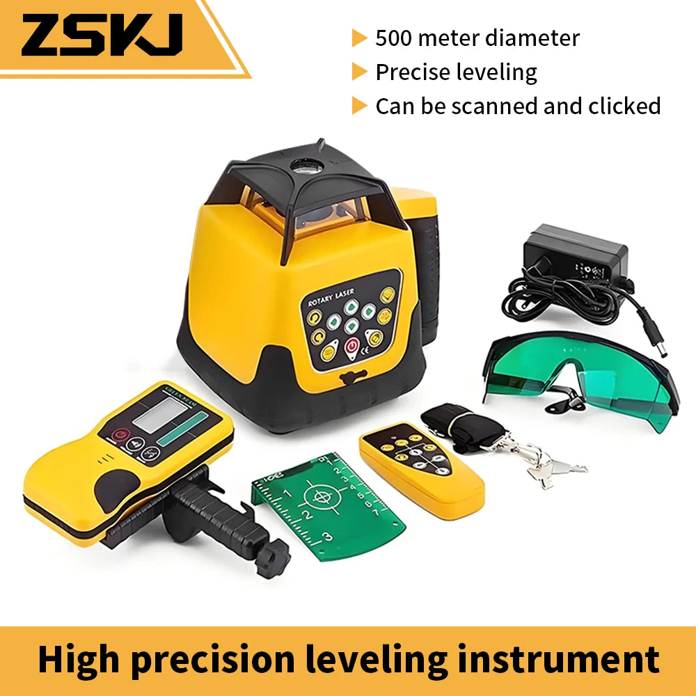Ztem Fully Automatic Laser Level 360 Laser Construction Level 500m Automatic Rotary Rotating Line Laser Level Self-Leveling Tool