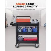 Load image into Gallery viewer, SucceBuy 2/3 Shelf Utility Service Cart Dolly with 360° Swivel Wheels Ergonomic Storage Handle for Warehouse/Garage/Cleaning - AMOCART
