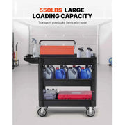 Load image into Gallery viewer, Amocart 2/3 Shelf Utility Service Cart Dolly with 360° Swivel Wheels Ergonomic Storage Handle for Warehouse/Garage/Cleaning
