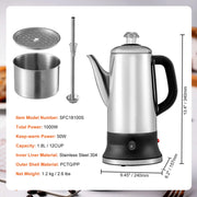 Load image into Gallery viewer, SucceBuy 12-Cup Electric Percolator Coffee Pot 304 Stainless Steel Coffee Percolator with Keep Warm Function
