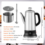 Amocart 12-Cup Electric Percolator Coffee Pot 304 Stainless Steel Coffee Percolator with Keep Warm Function