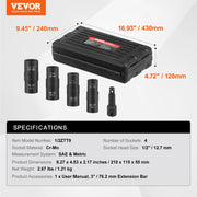 Load image into Gallery viewer, SucceBuy Lug Nut Impact Socket Set 1/2 in Drive Metric SAE 6-Point Flip Socket Set 4 Total Lug Nut Sizes CR-MO Wheel Socket Set

